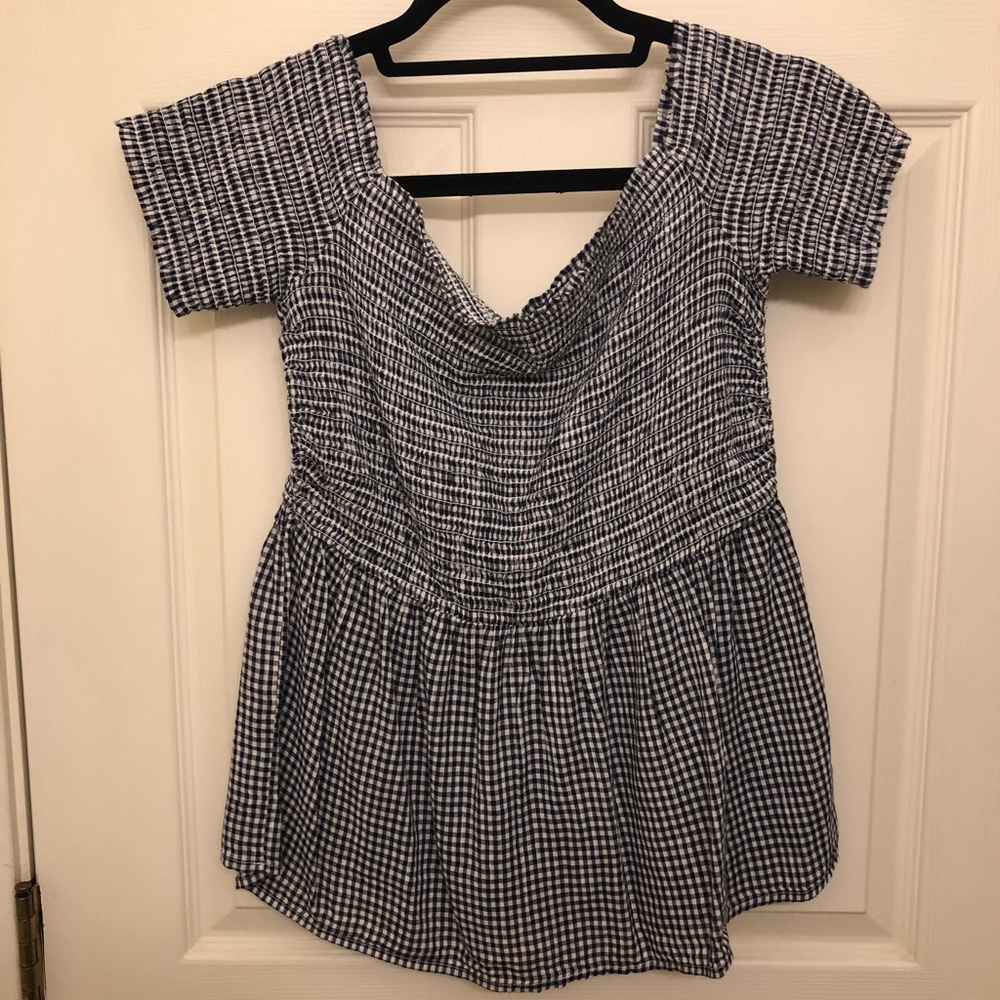 Old Navy off the shoulder gingham top
